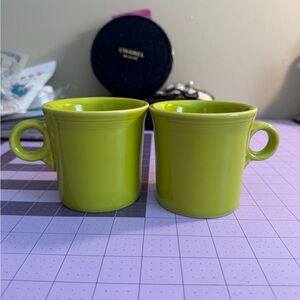 Fiesta Ring Handle Green Coffee Mugs